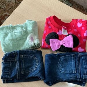 Cat & Jack Girls Red Heart Minnie Sweater with Pink Bow